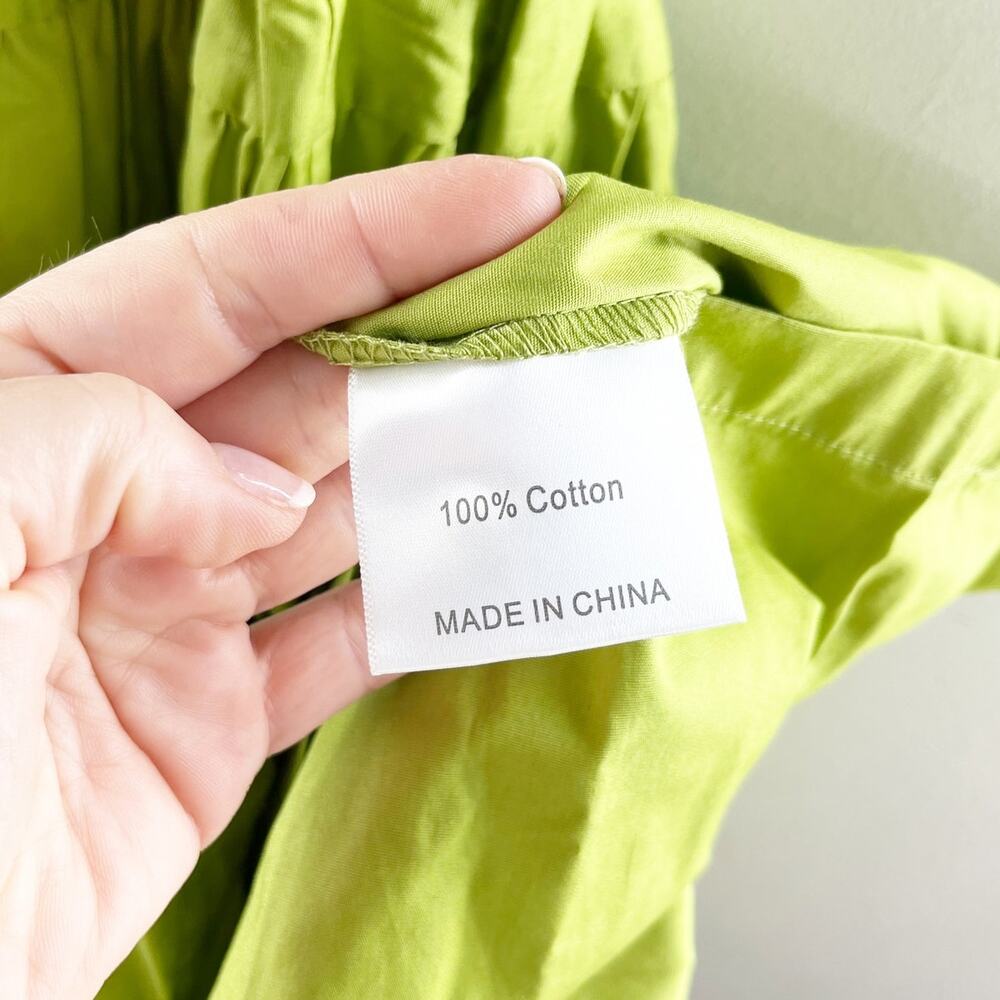 o.p.t One Shoulder Smocked Tiered A-Line Maxi Dress Chartreuse Green Large - Picture 6 of 8